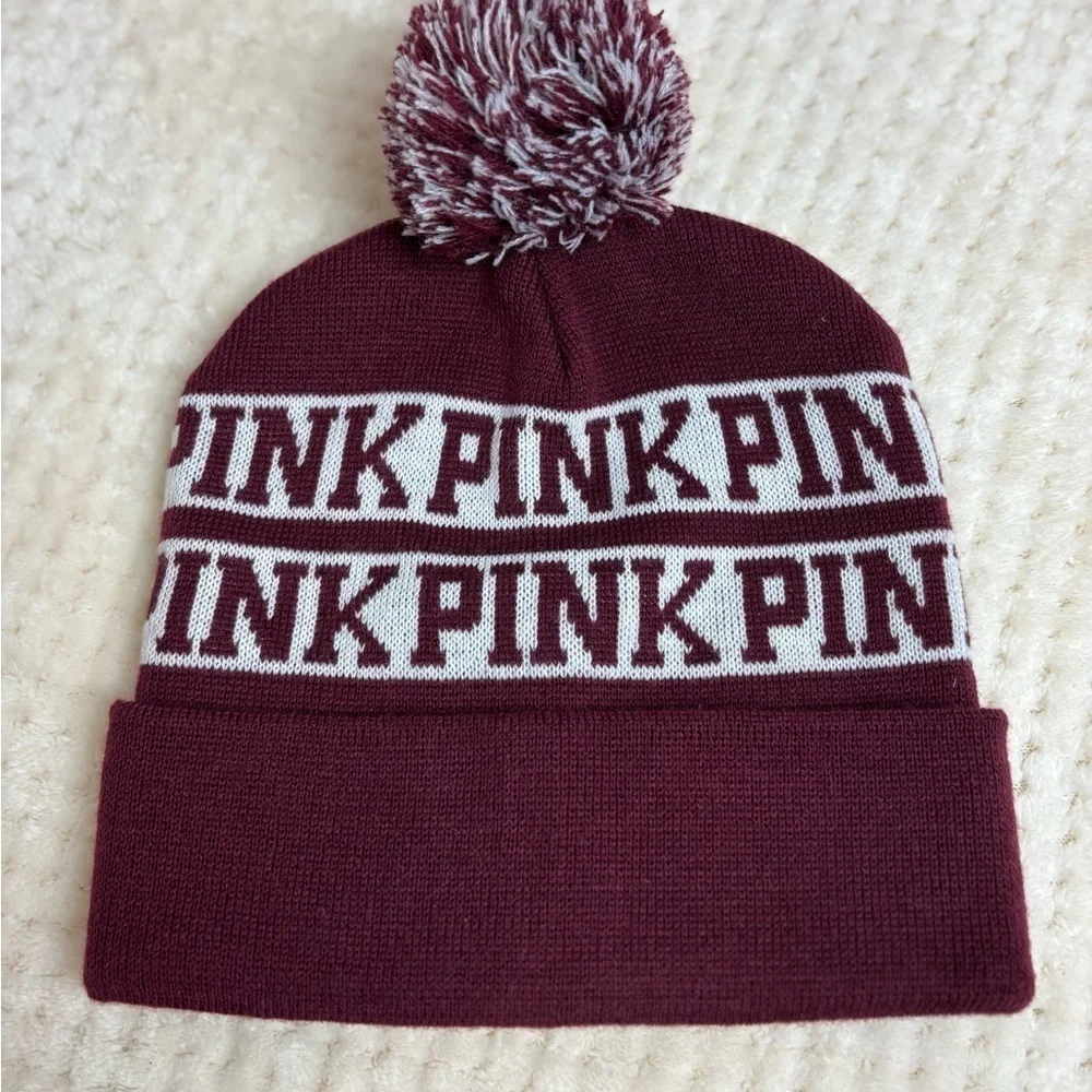 Secret PINK Knit Cap with Pom, OSFM, Adult